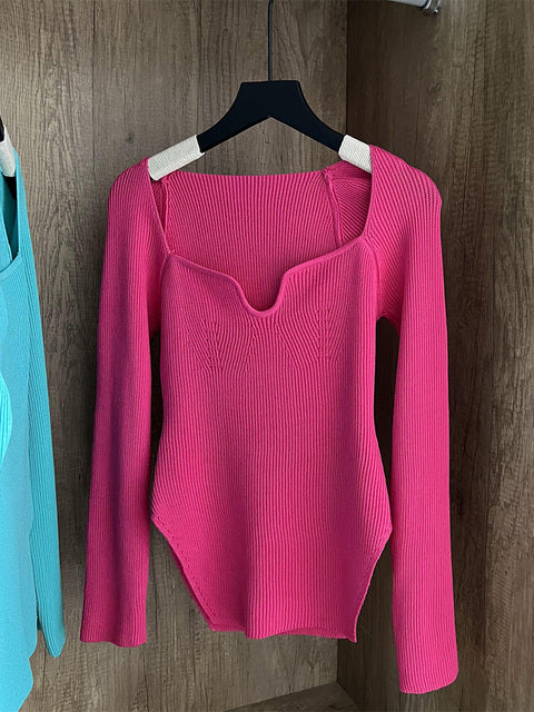 Woman's Long Sleeve Knitted Pullover                                  